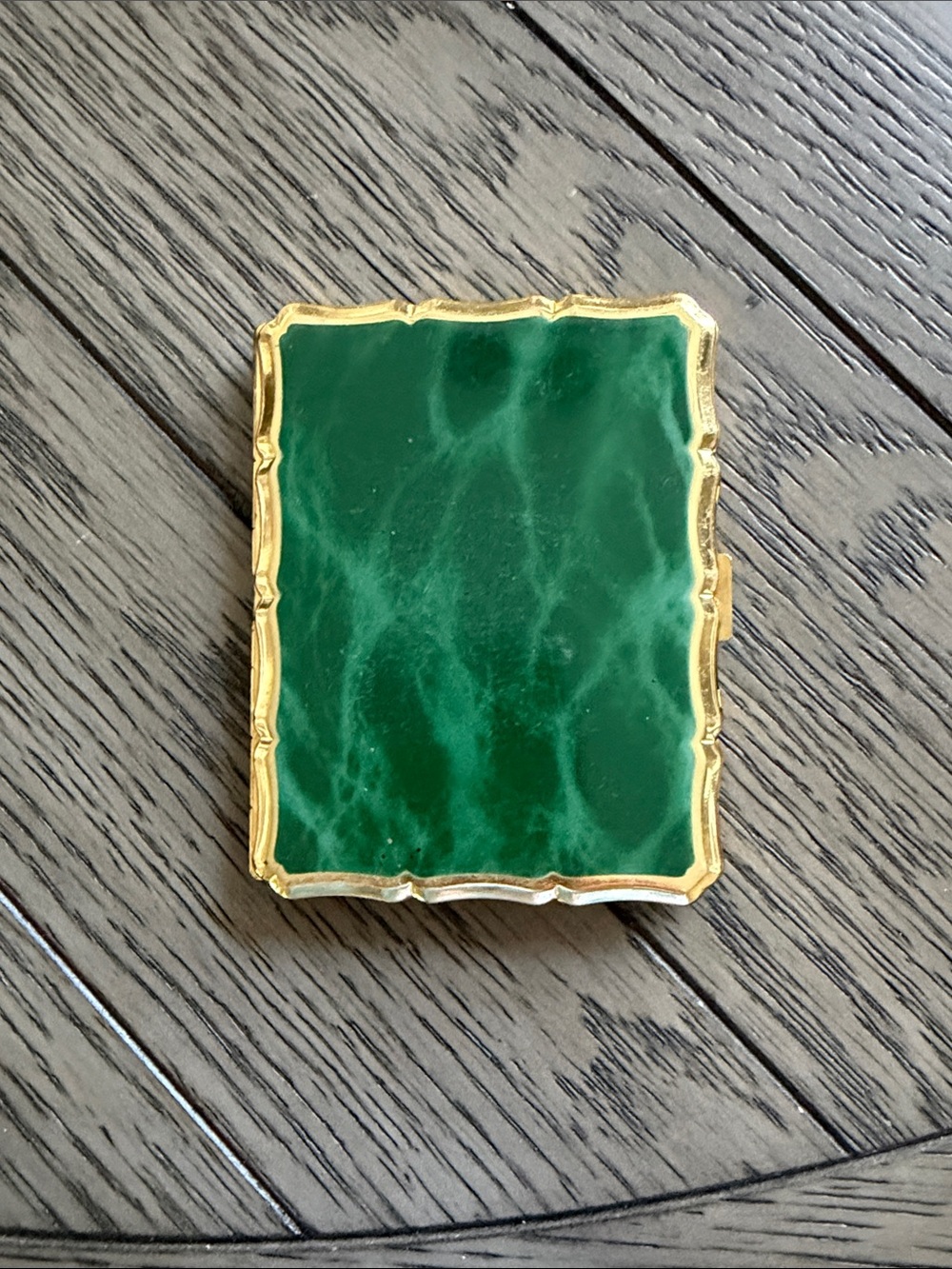 Stratton England Green and Gold cigarette Compact Case